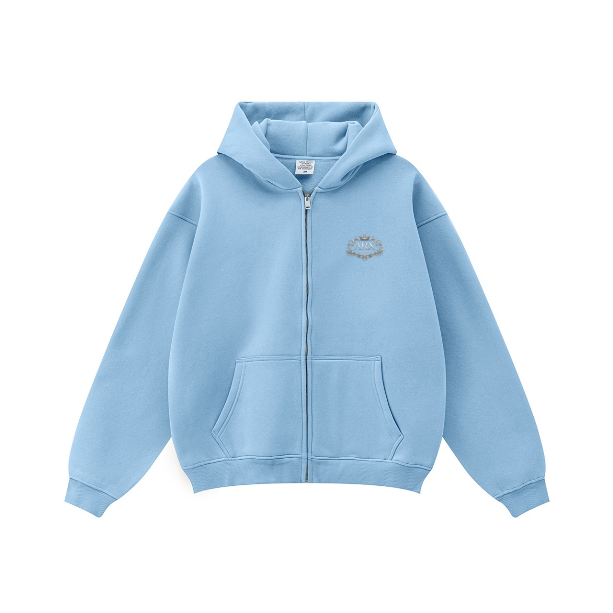 345GSM Unisex Fall&Winter Fleece-Lined Solid-Color Zip-Up Hoodie Royal Blue