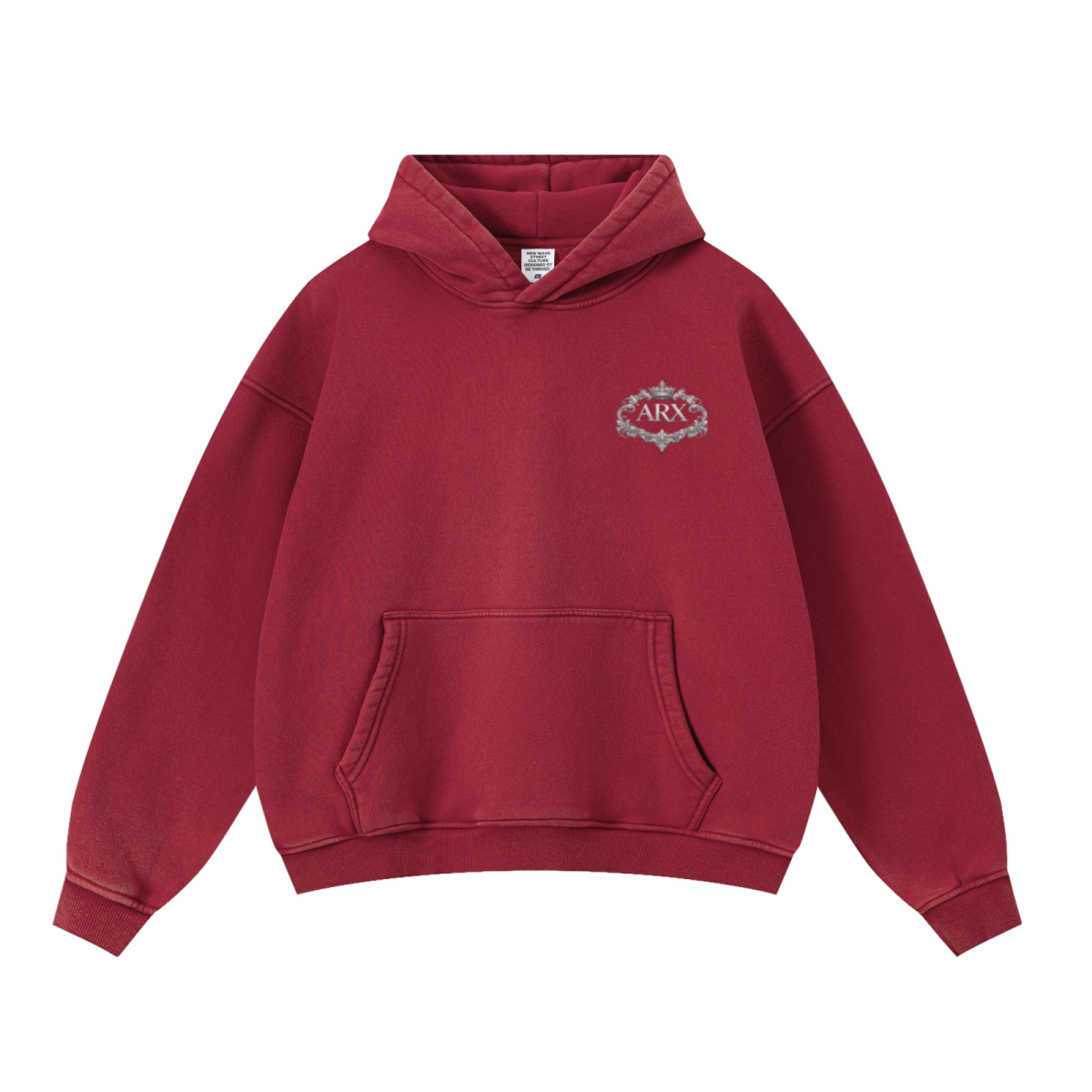 400GSM Unisex Washed Heavyweight Boxy-Fit Hoodie Vintage Red