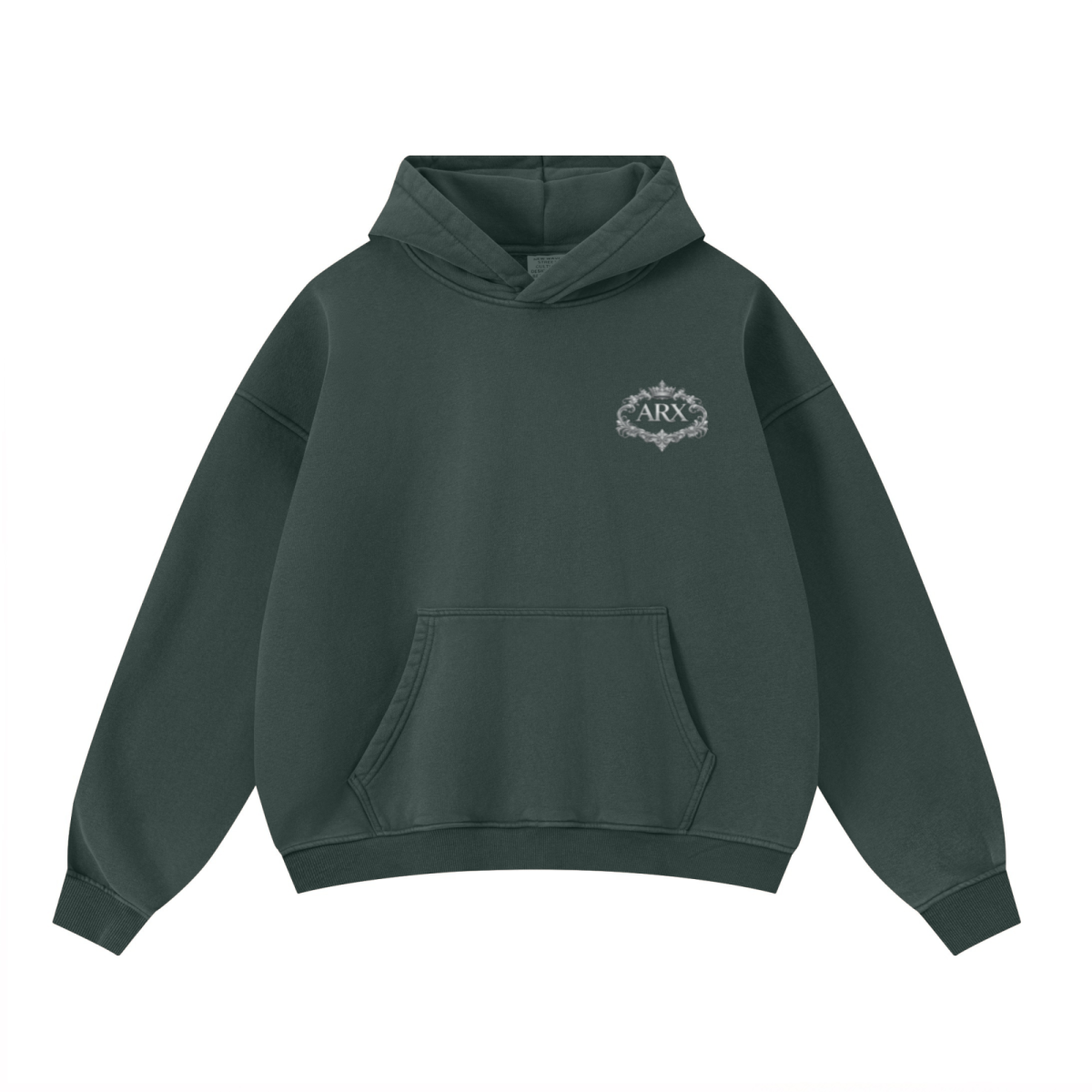 400GSM Unisex Washed Heavyweight Boxy-Fit Hoodie Vintage Moss Green