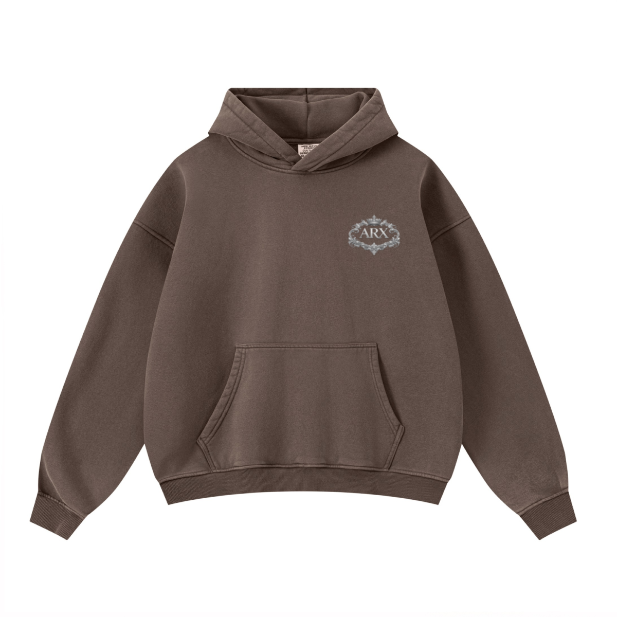 400GSM Unisex Washed Heavyweight Boxy-Fit Hoodie Vintage Dark Brown