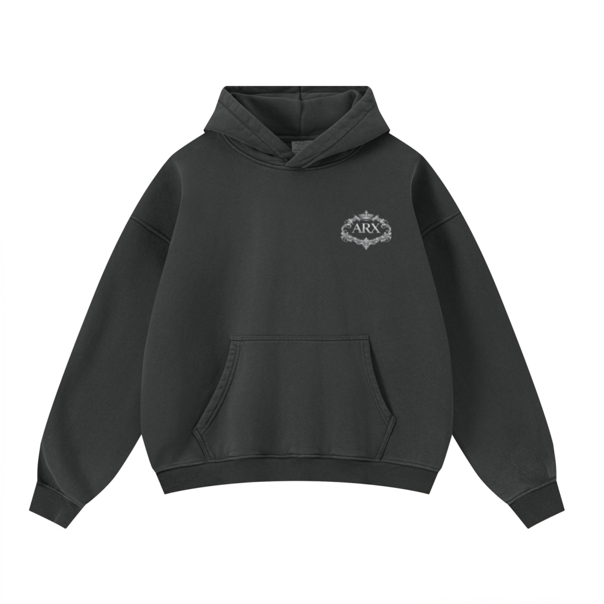 400GSM Unisex Washed Heavyweight Boxy-Fit Hoodie Vintage Dark Grey