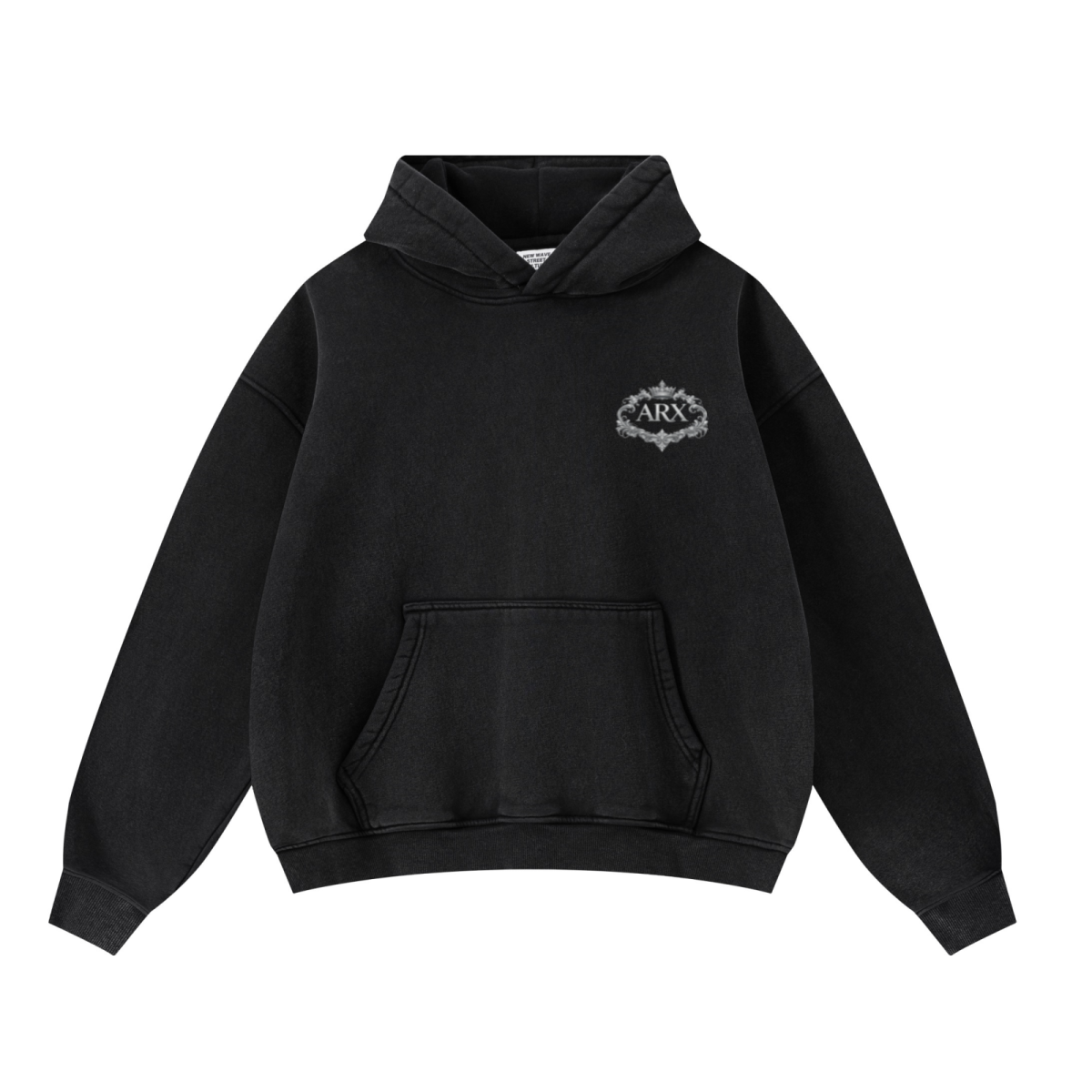 400GSM Unisex Washed Heavyweight Boxy-Fit Hoodie Vintage Black