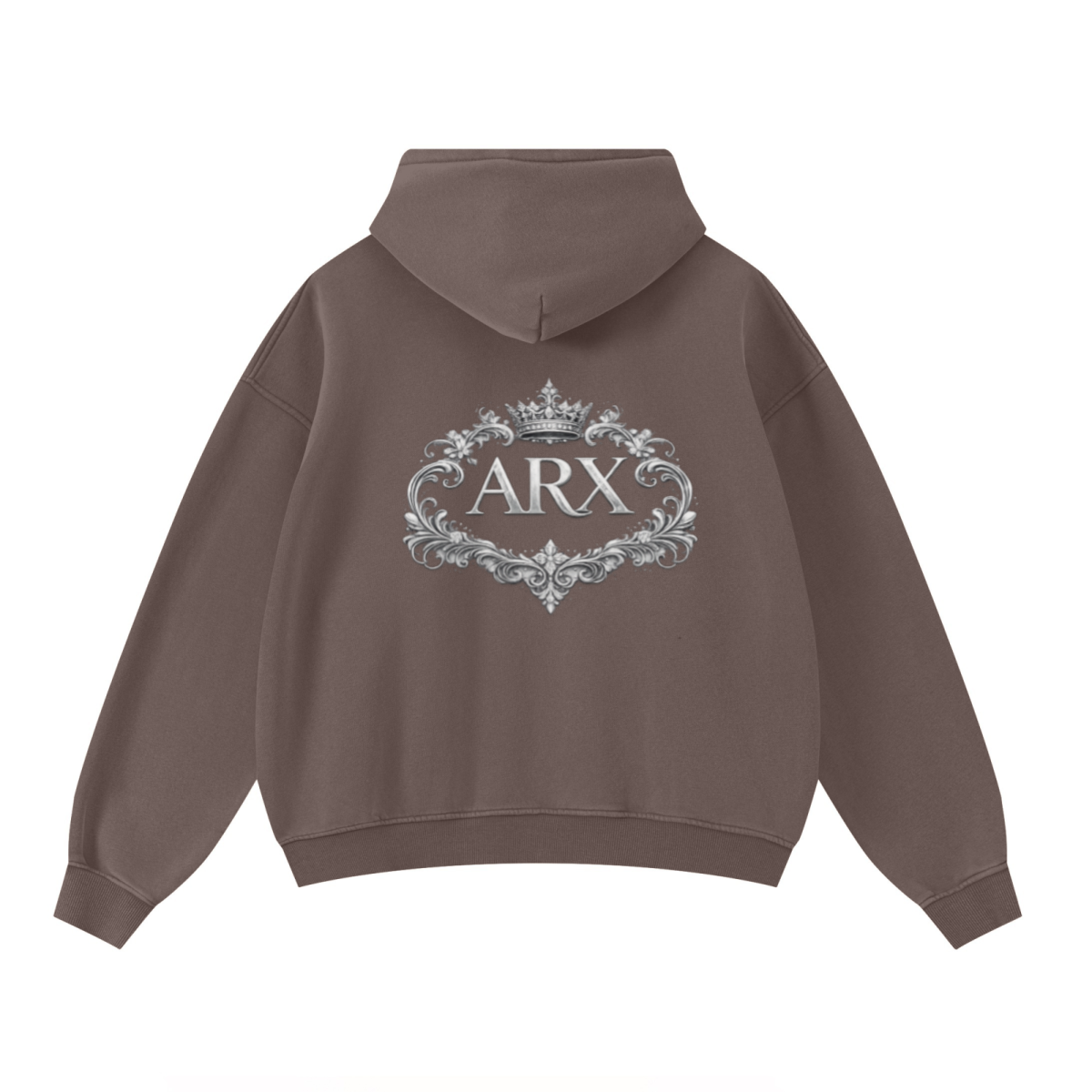 400GSM Unisex Washed Heavyweight Boxy-Fit Hoodie Vintage Dark Brown