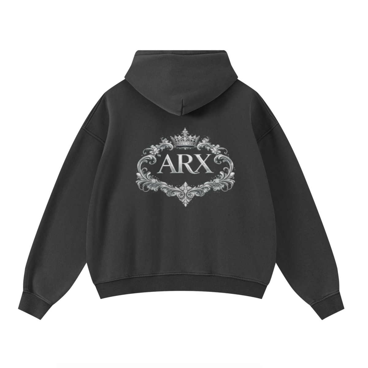 400GSM Unisex Washed Heavyweight Boxy-Fit Hoodie Vintage Dark Grey