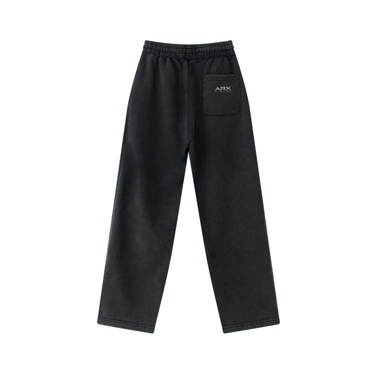 400GSM Men’s Raw-Edge Pigment-Wash Straight-Leg Pants Snow Wash Grey