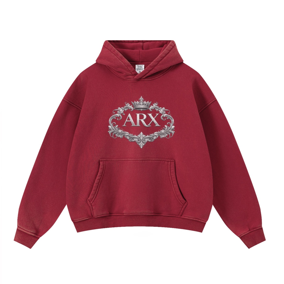 400GSM Unisex Washed Heavyweight Boxy-Fit Hoodie Vintage Red