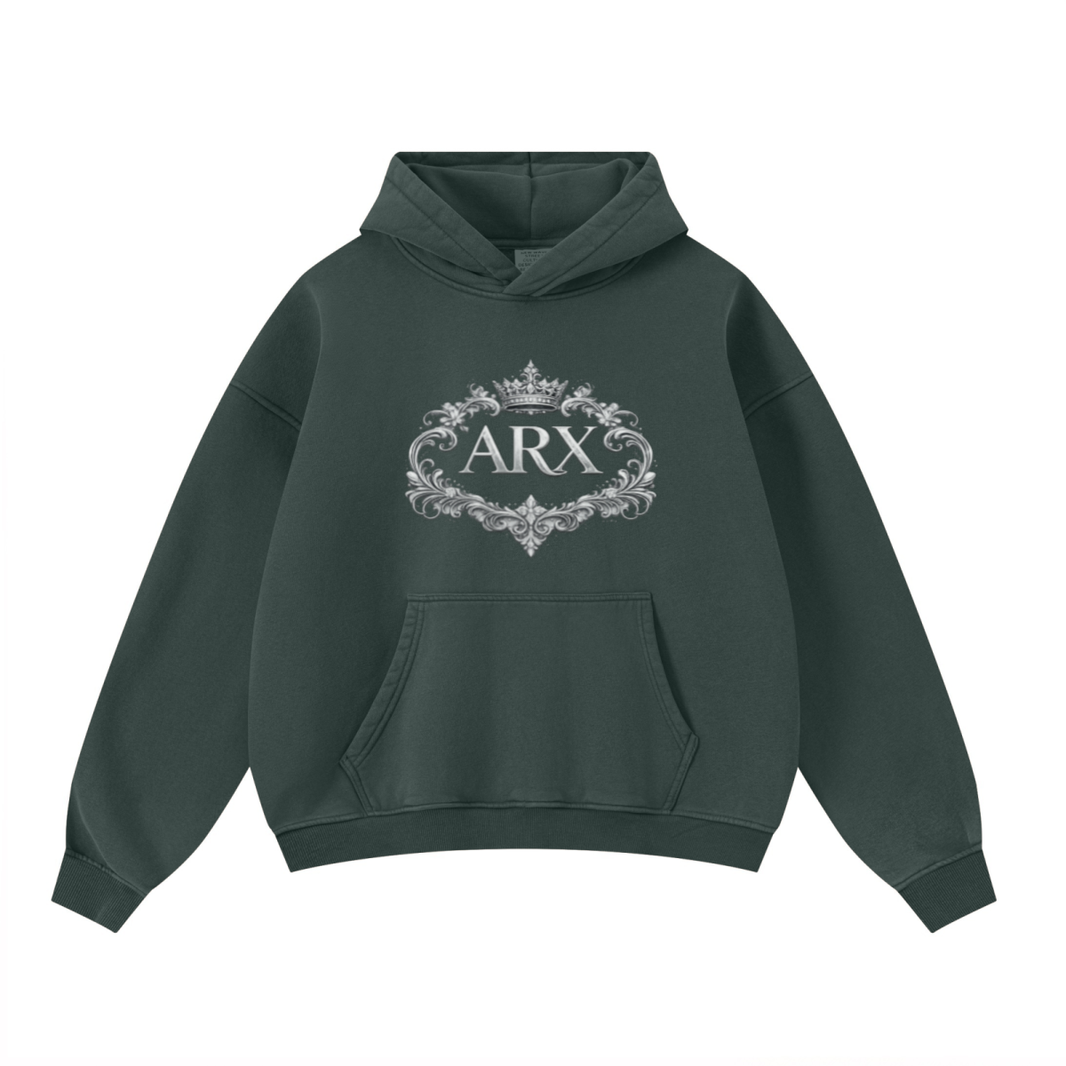 400GSM Unisex Washed Heavyweight Boxy-Fit Hoodie Vintage Moss Green