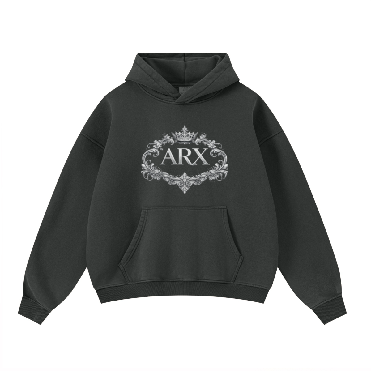 400GSM Unisex Washed Heavyweight Boxy-Fit Hoodie Vintage Dark Grey