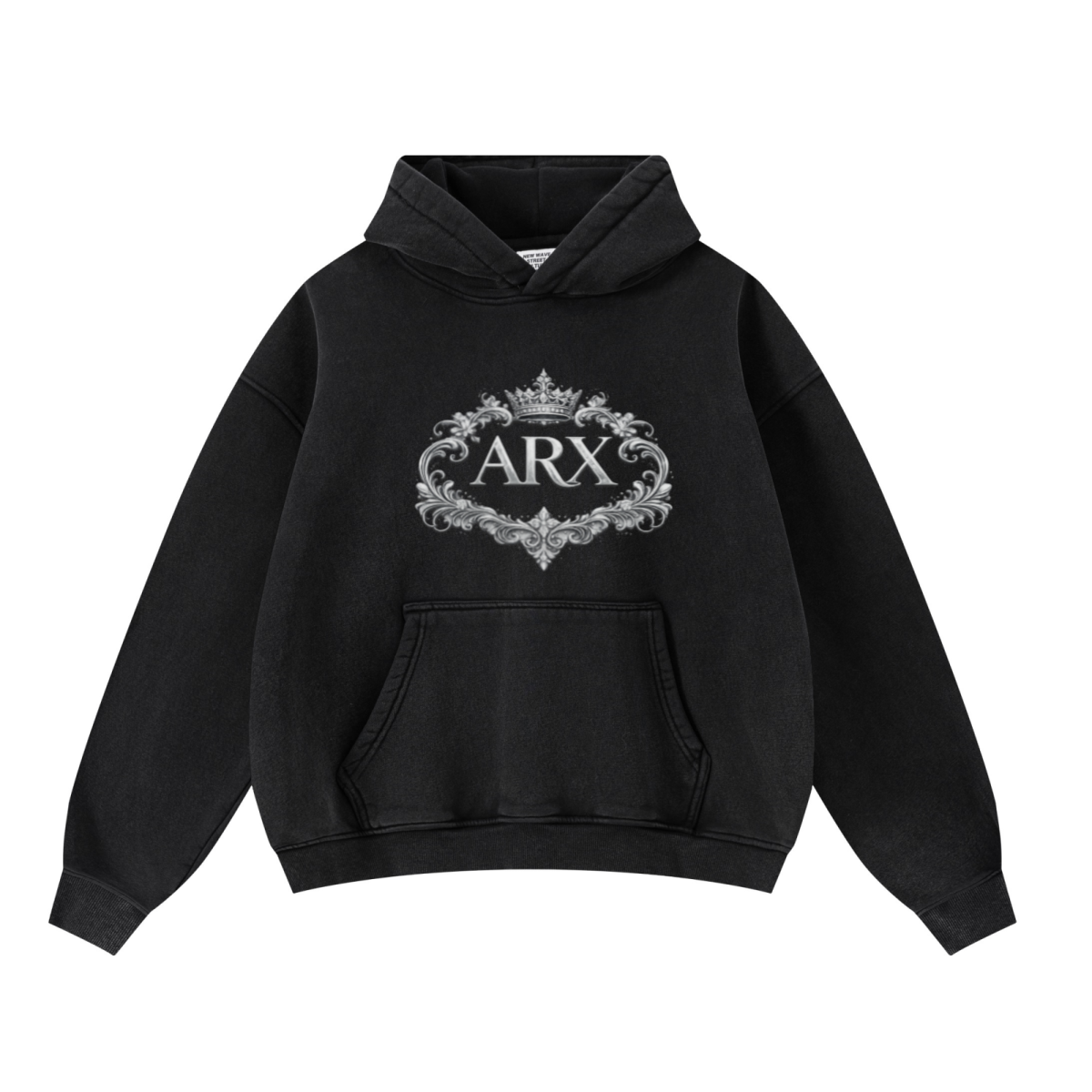 400GSM Unisex Washed Heavyweight Boxy-Fit Hoodie Vintage Black