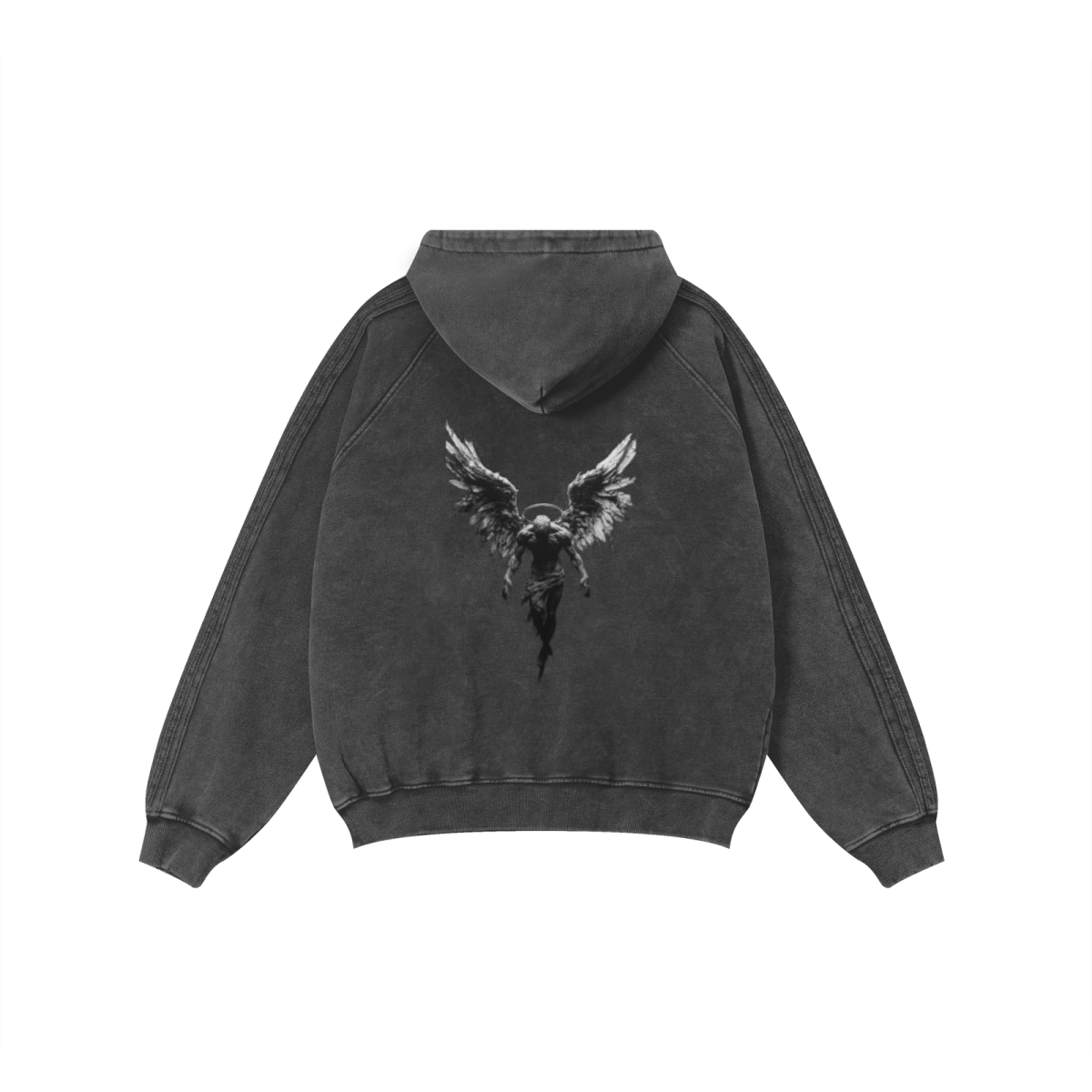 410GSM Unisex Vintage-Wash Panelled Hoodie Snow Wash