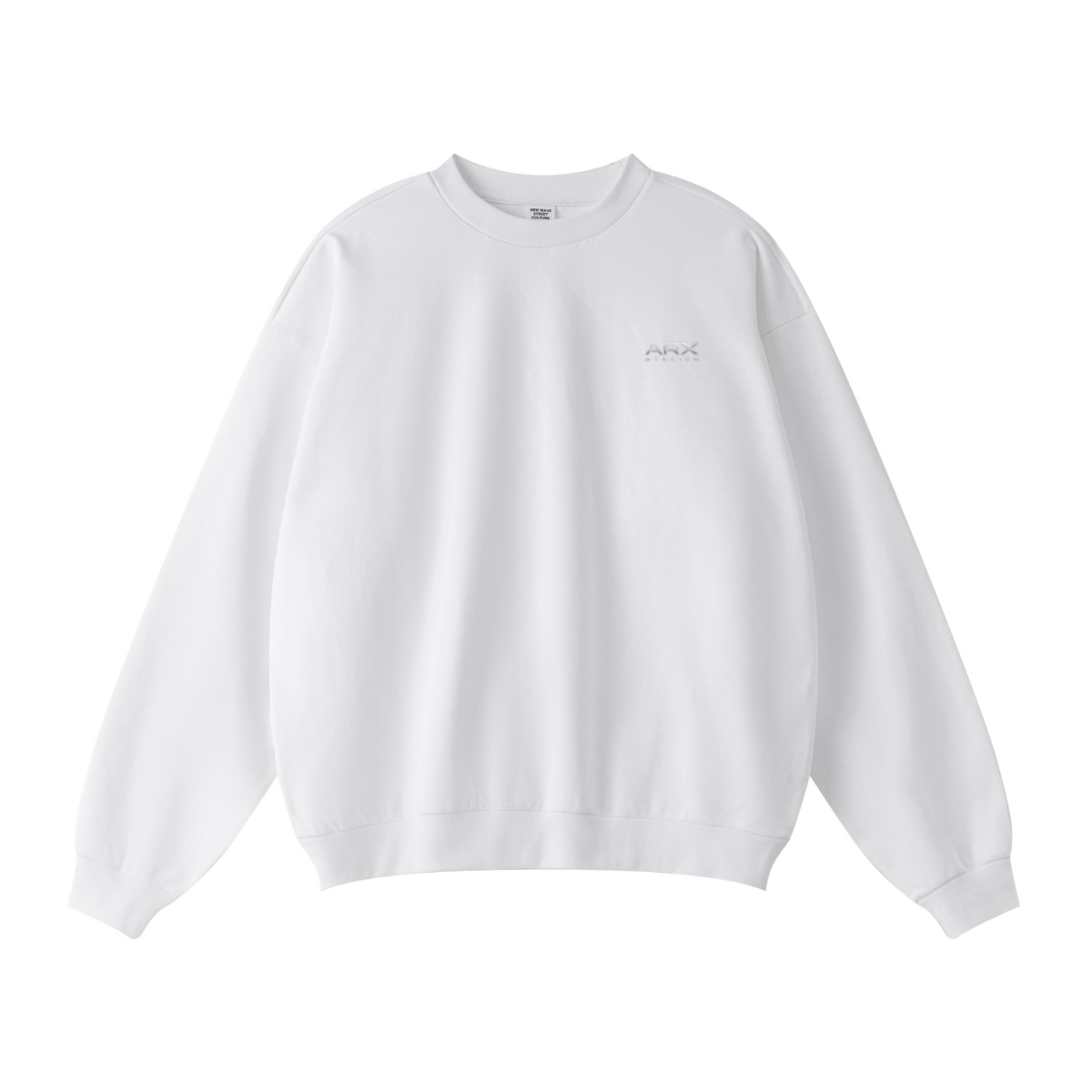 440GSM Unisex Solid-Color French Terry Crew Neck Sweatshirt White