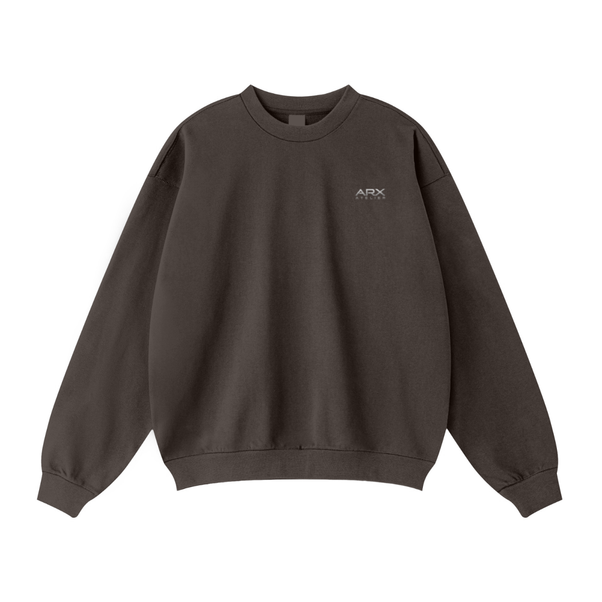 440GSM Unisex Solid-Color French Terry Crew Neck Sweatshirt Dark Brown