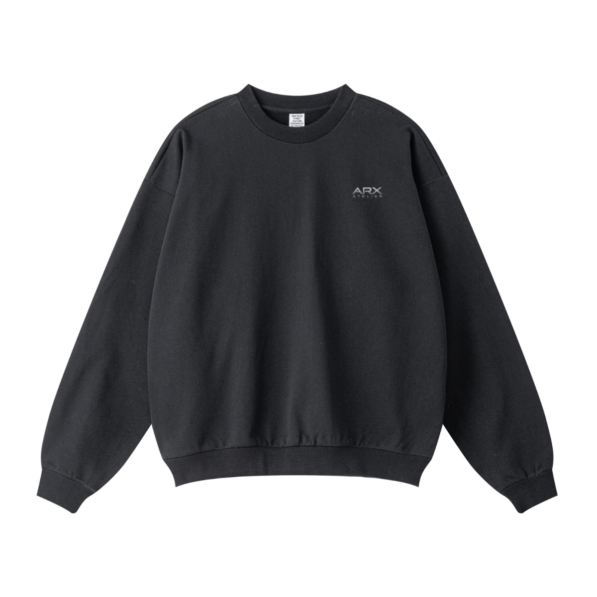 440GSM Unisex Solid-Color French Terry Crew Neck Sweatshirt Black