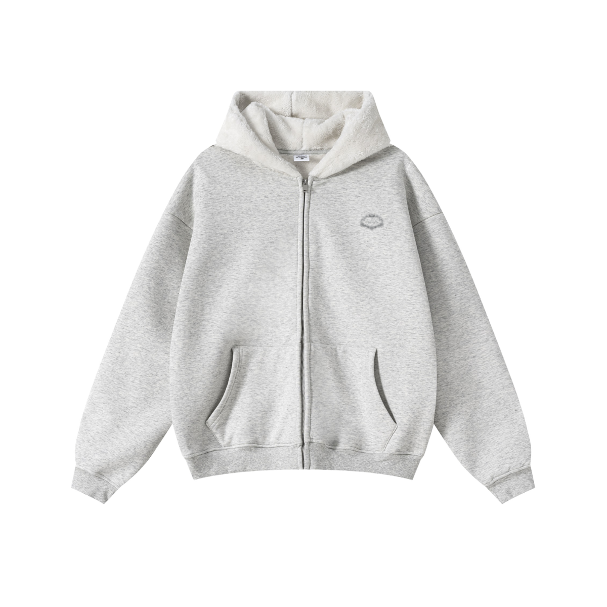 560GSM Unisex Composite Fleece Zip-Up Hoodie Oatmeal Grey