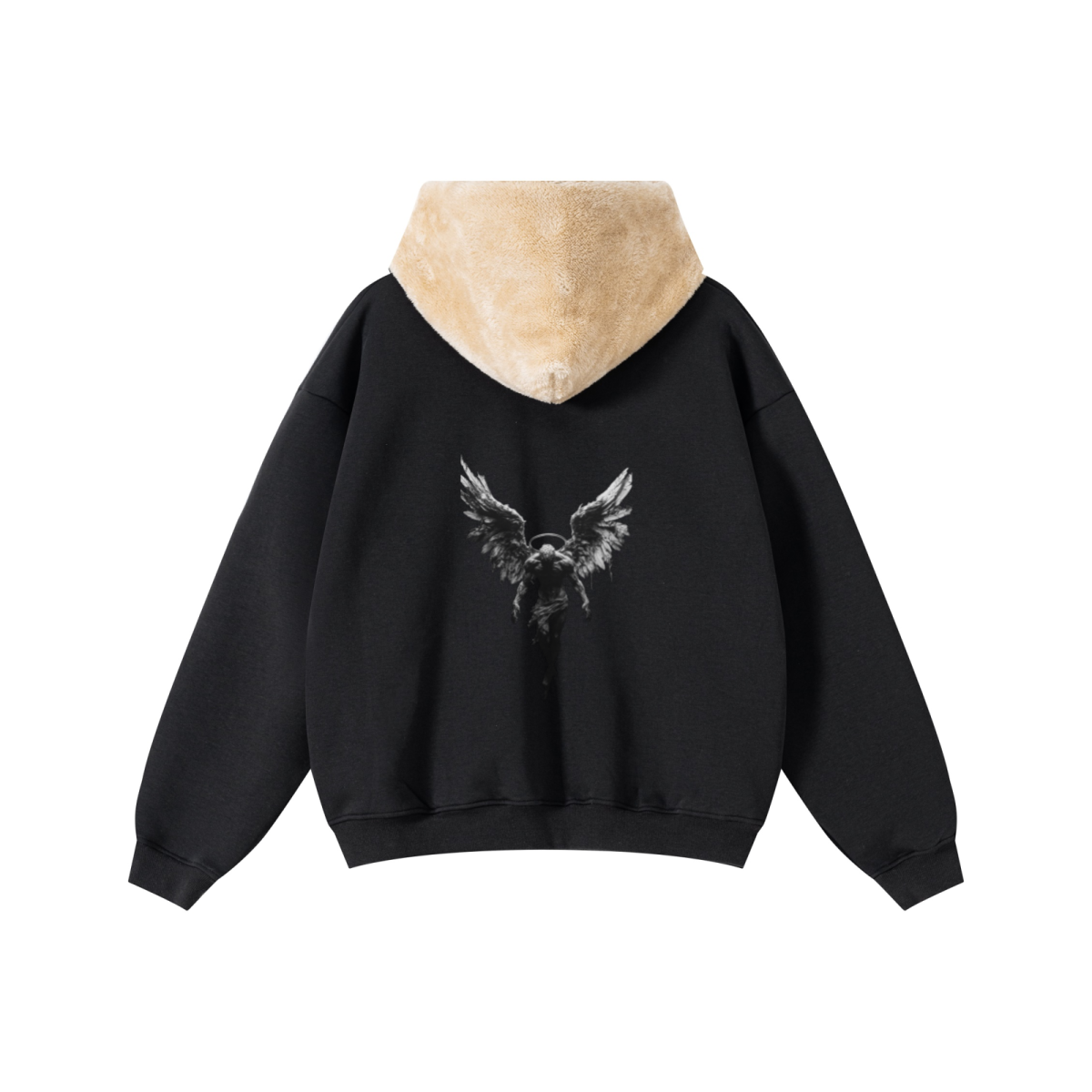 560GSM Unisex Composite Fleece Zip-Up Hoodie Black