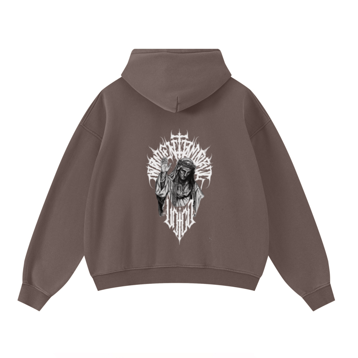 400GSM Unisex Washed Heavyweight Boxy-Fit Hoodie Vintage Dark Brown