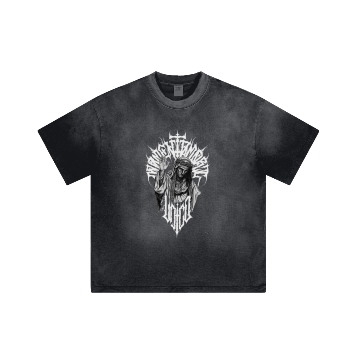 250GSM Men's Boxy Tie-Dyed T-Shirt Dark Gray