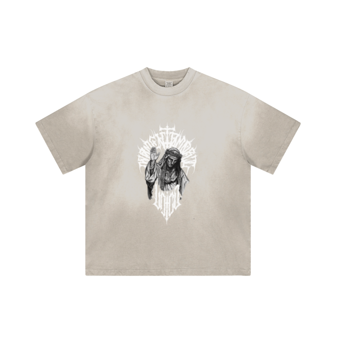 250GSM Men's Boxy Tie-Dyed T-Shirt Light Gray