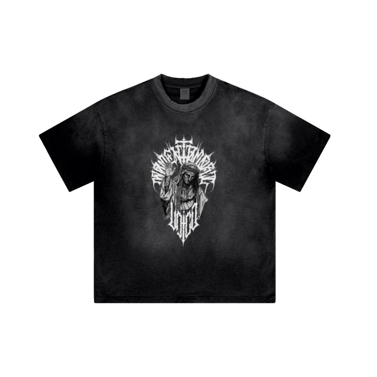 250GSM Men's Boxy Tie-Dyed T-Shirt  Black