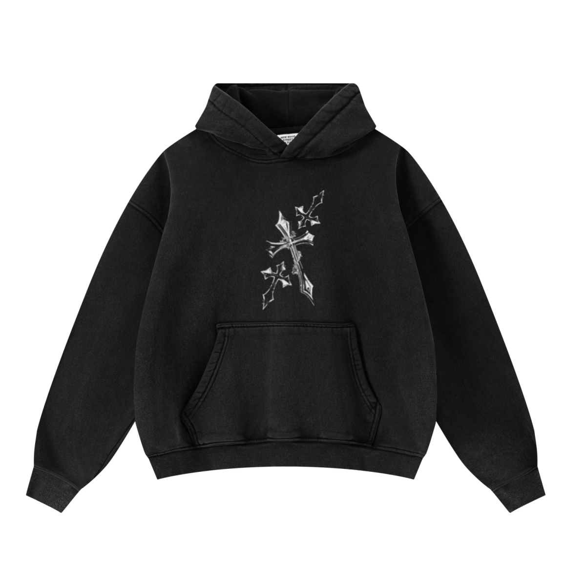 400GSM Unisex Washed Heavyweight Boxy-Fit Hoodie Vintage Black