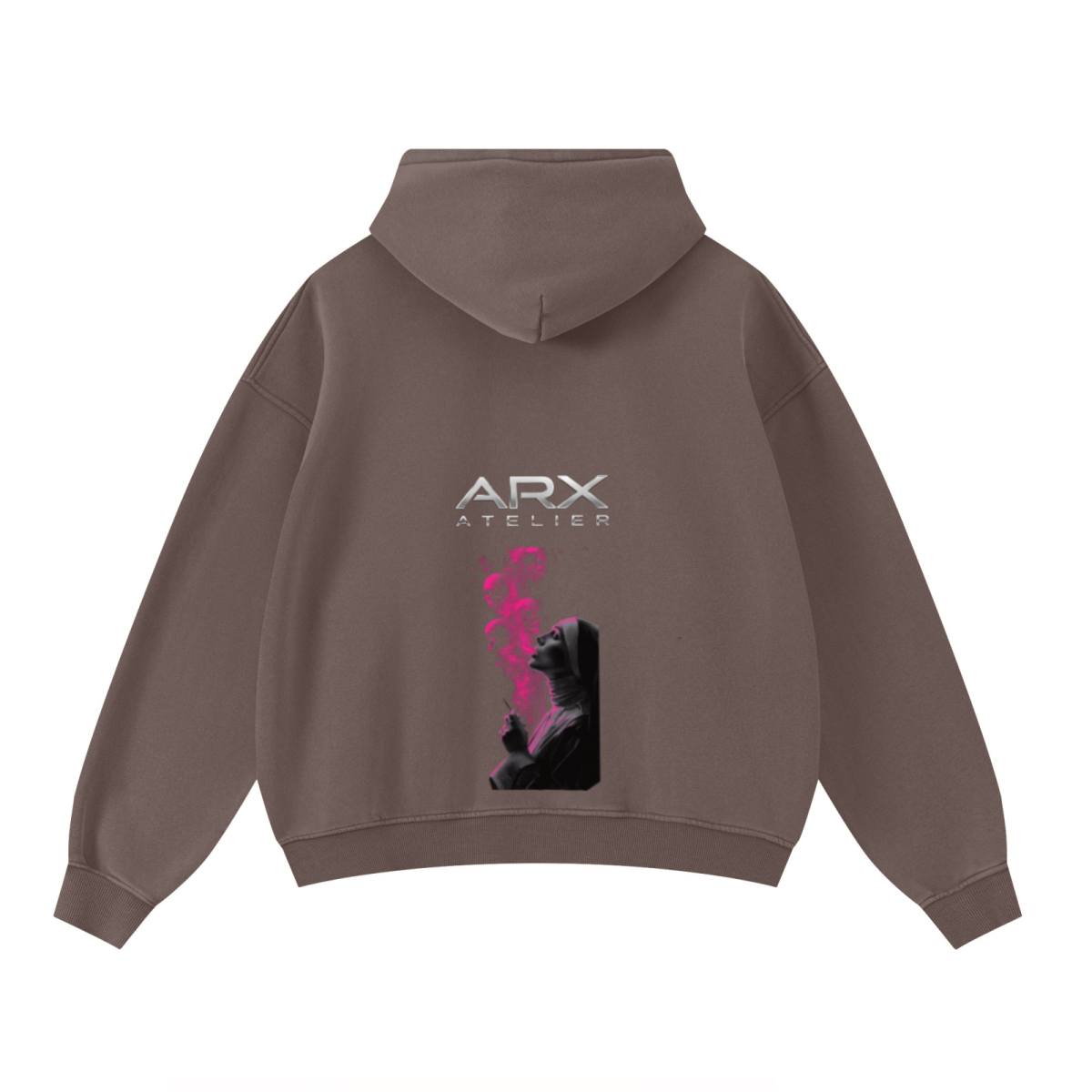 400GSM Unisex Washed Heavyweight Boxy-Fit Hoodie Vintage Dark Brown