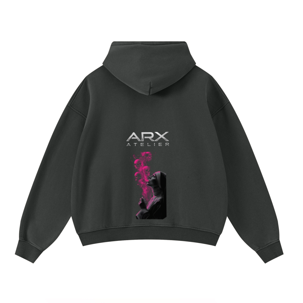 400GSM Unisex Washed Heavyweight Boxy-Fit Hoodie Vintage Dark Grey