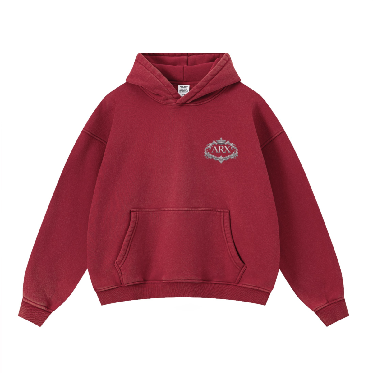 400GSM Unisex Washed Heavyweight Boxy-Fit Hoodie Vintage Red
