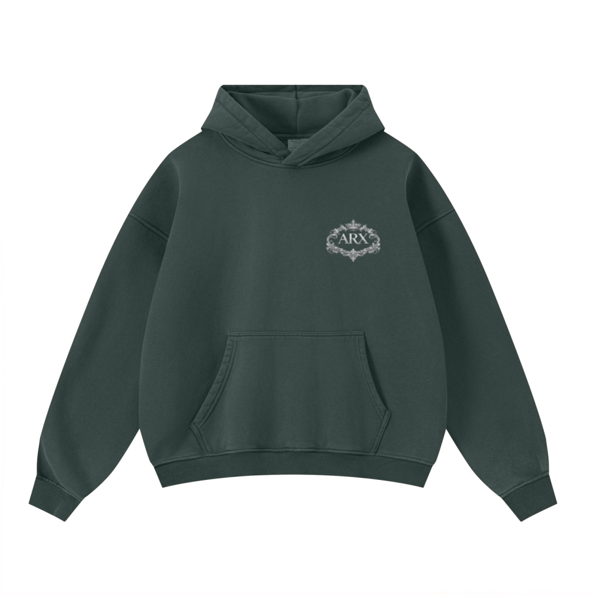 400GSM Unisex Washed Heavyweight Boxy-Fit Hoodie Vintage Moss Green