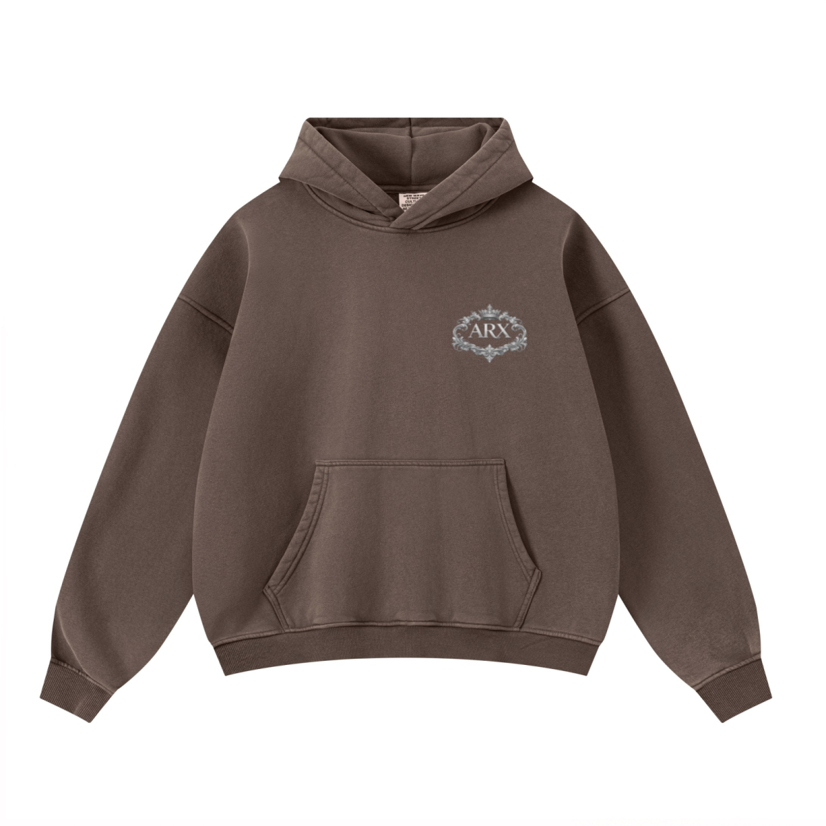 400GSM Unisex Washed Heavyweight Boxy-Fit Hoodie Vintage Dark Brown