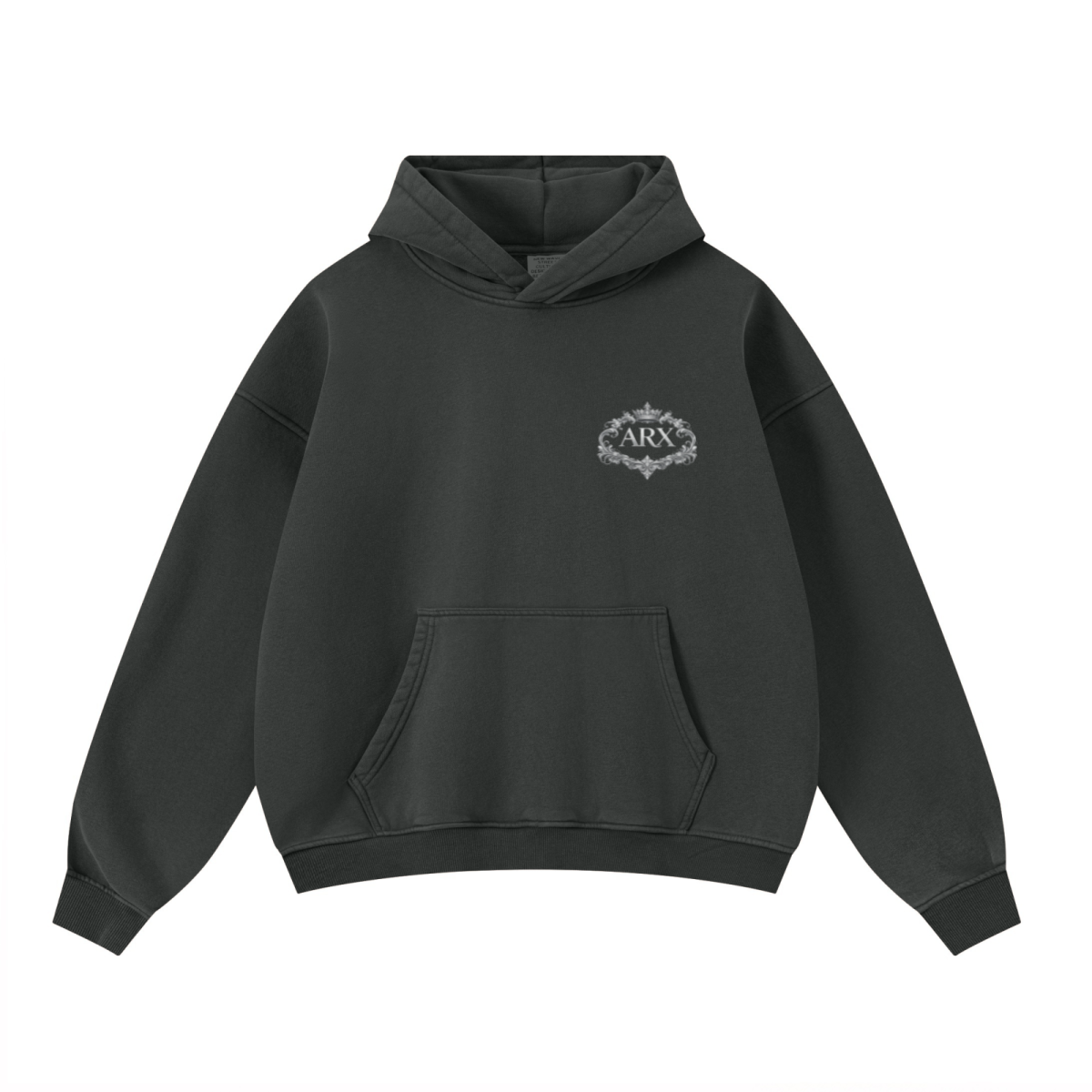 400GSM Unisex Washed Heavyweight Boxy-Fit Hoodie Vintage Dark Grey