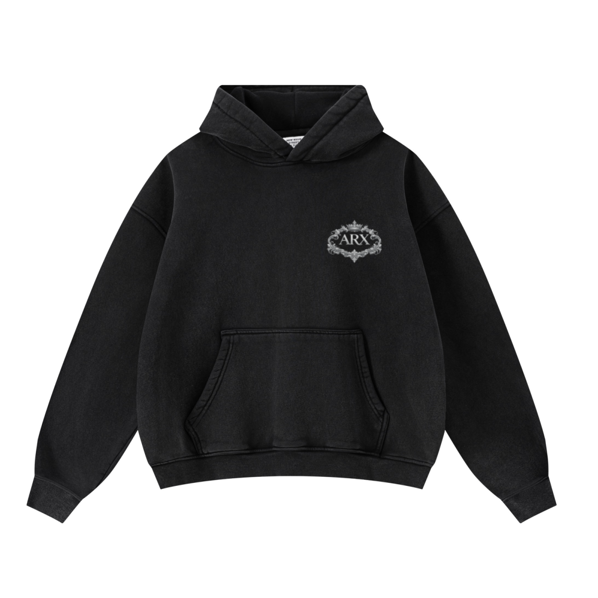 400GSM Unisex Washed Heavyweight Boxy-Fit Hoodie Vintage Black