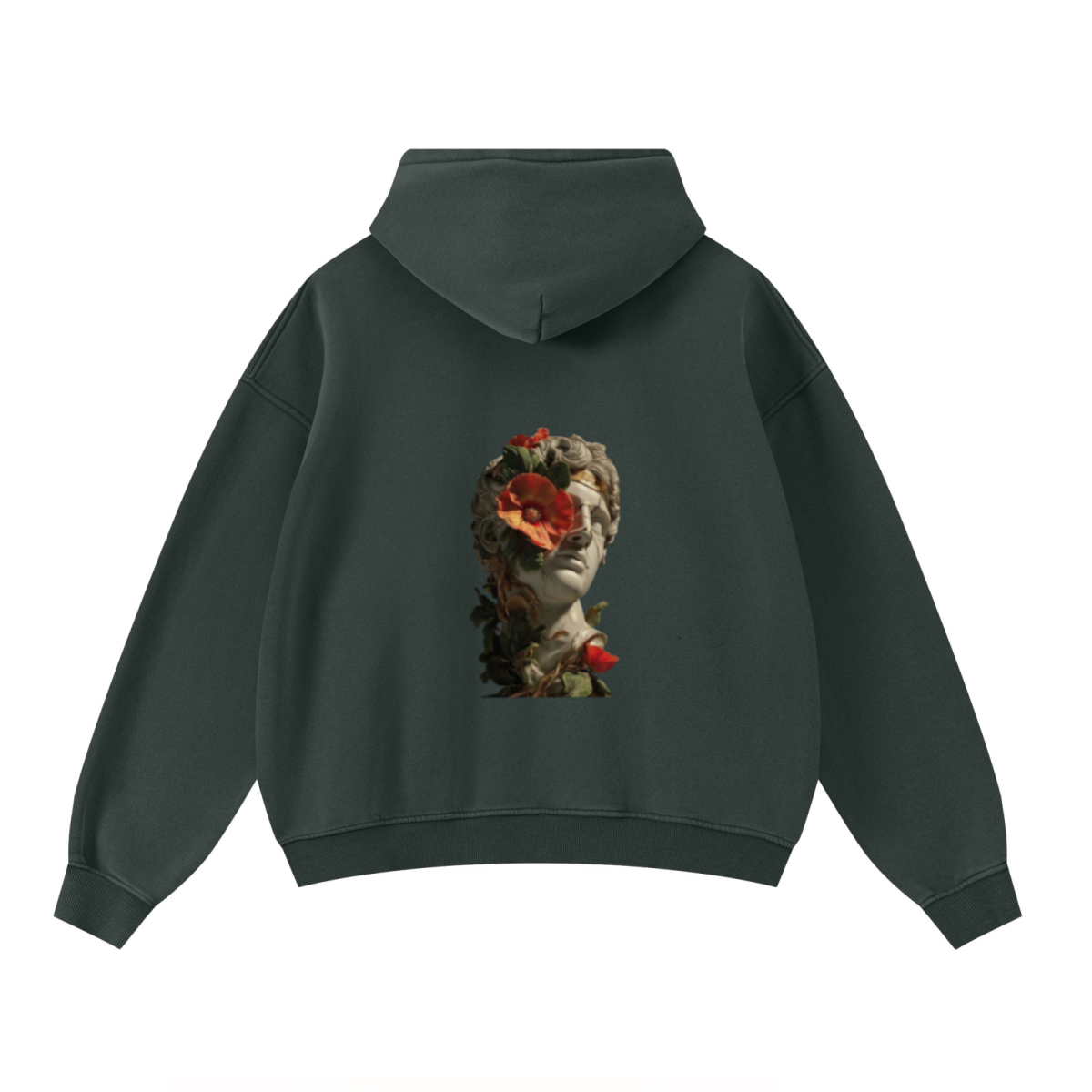 400GSM Unisex Washed Heavyweight Boxy-Fit Hoodie Vintage Moss Green