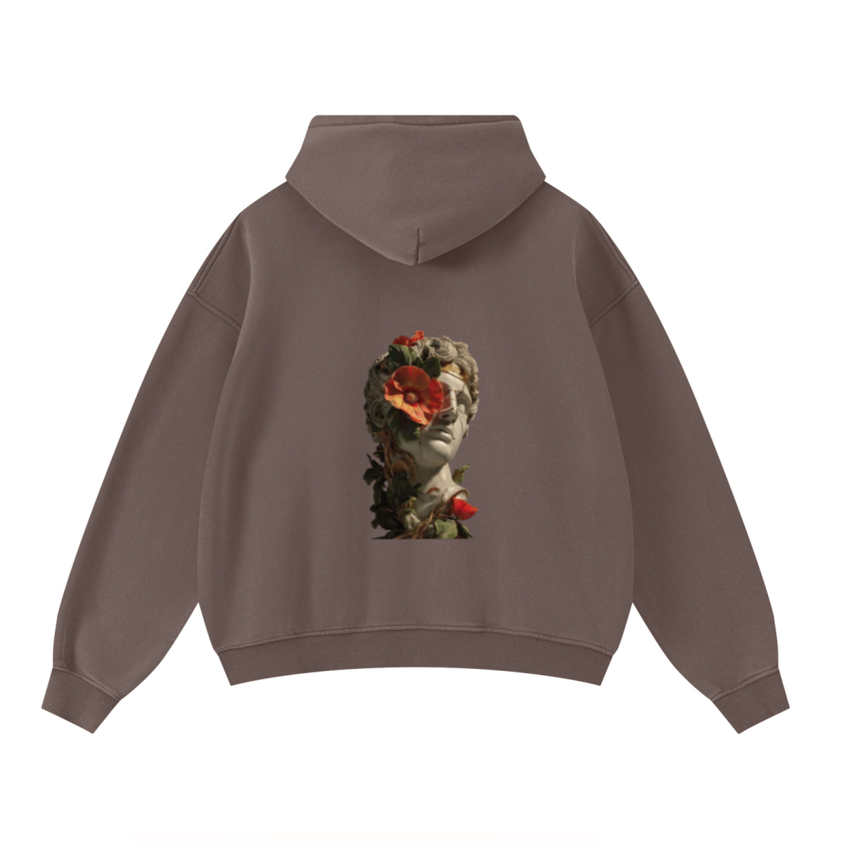 400GSM Unisex Washed Heavyweight Boxy-Fit Hoodie Vintage Dark Brown