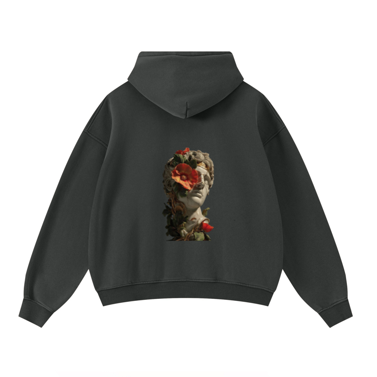 400GSM Unisex Washed Heavyweight Boxy-Fit Hoodie Vintage Dark Grey